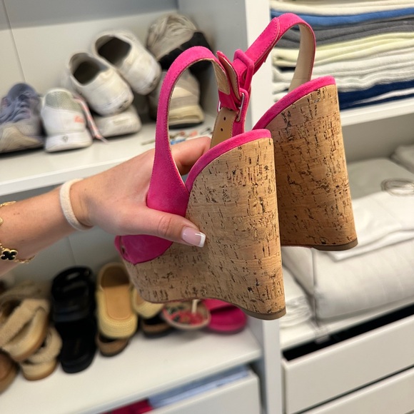 Christian Louboutin Fuchsia Wedge Heels - Picture 3 of 9